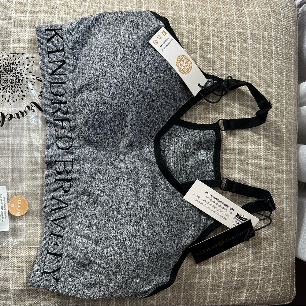 Kindred Bravely Heather Gray Sublime Nursing Sports Bra- large NWT